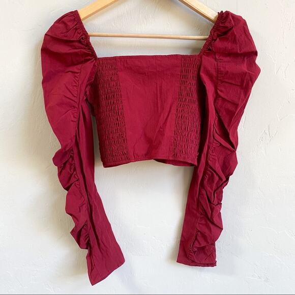 NWT Zara Long Sleeve Ruched Crop Top - Picture 3 of 5